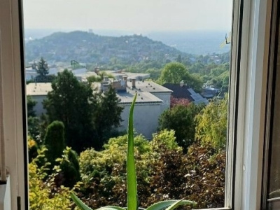 Panoramic view from a 43 m2 flat with a 6 m2 balcony to renovate on top of Mártonhegy!
